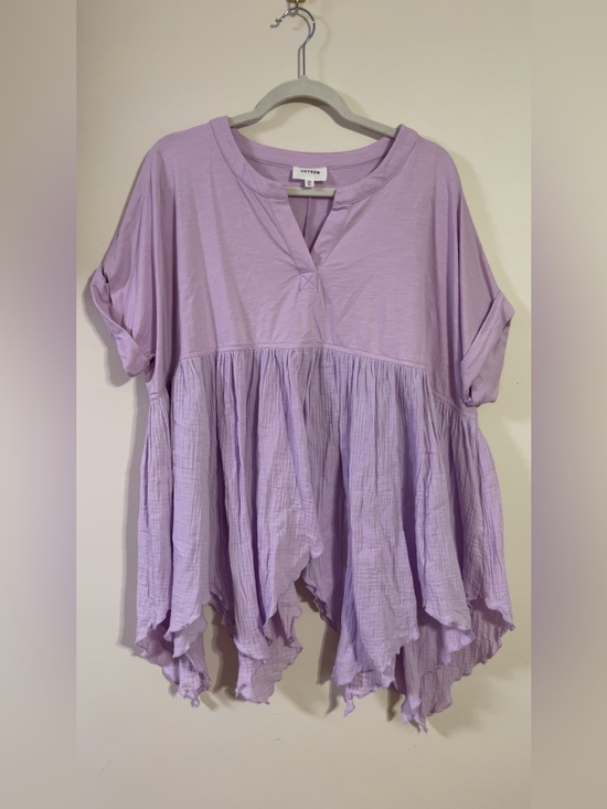heyson Tops - heyson Lavender Flowing Tiered Tunic Top - Relaxed Fit